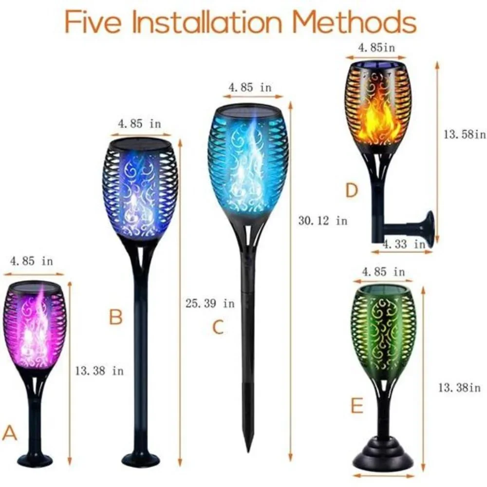 8 Pack Solar Flame Lights Outdoor Flickering Torch, 13 Color Changing